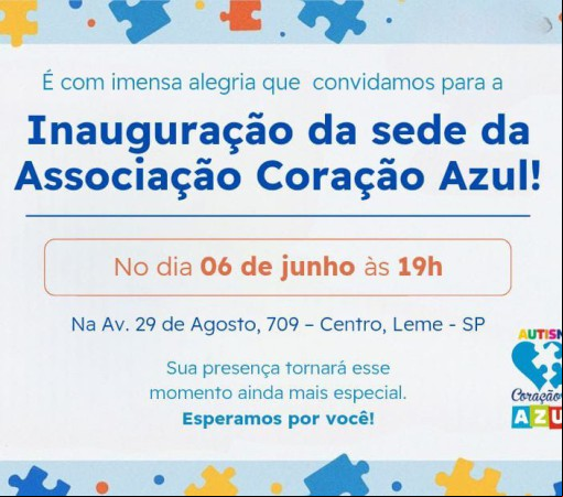 SEDE DA ASSOCIAÇÃO CORAÇÃO AZUL É INAUGURADA EM LEME}