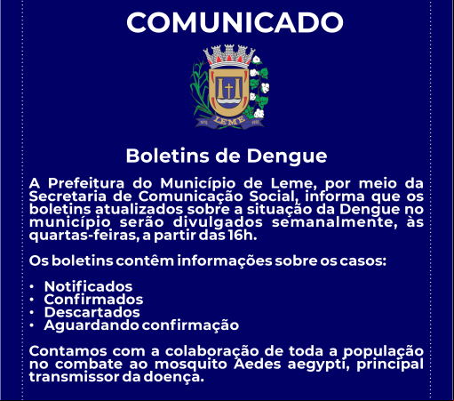 COMUNICADO OFICIAL - BOLETINS DE DENGUE}